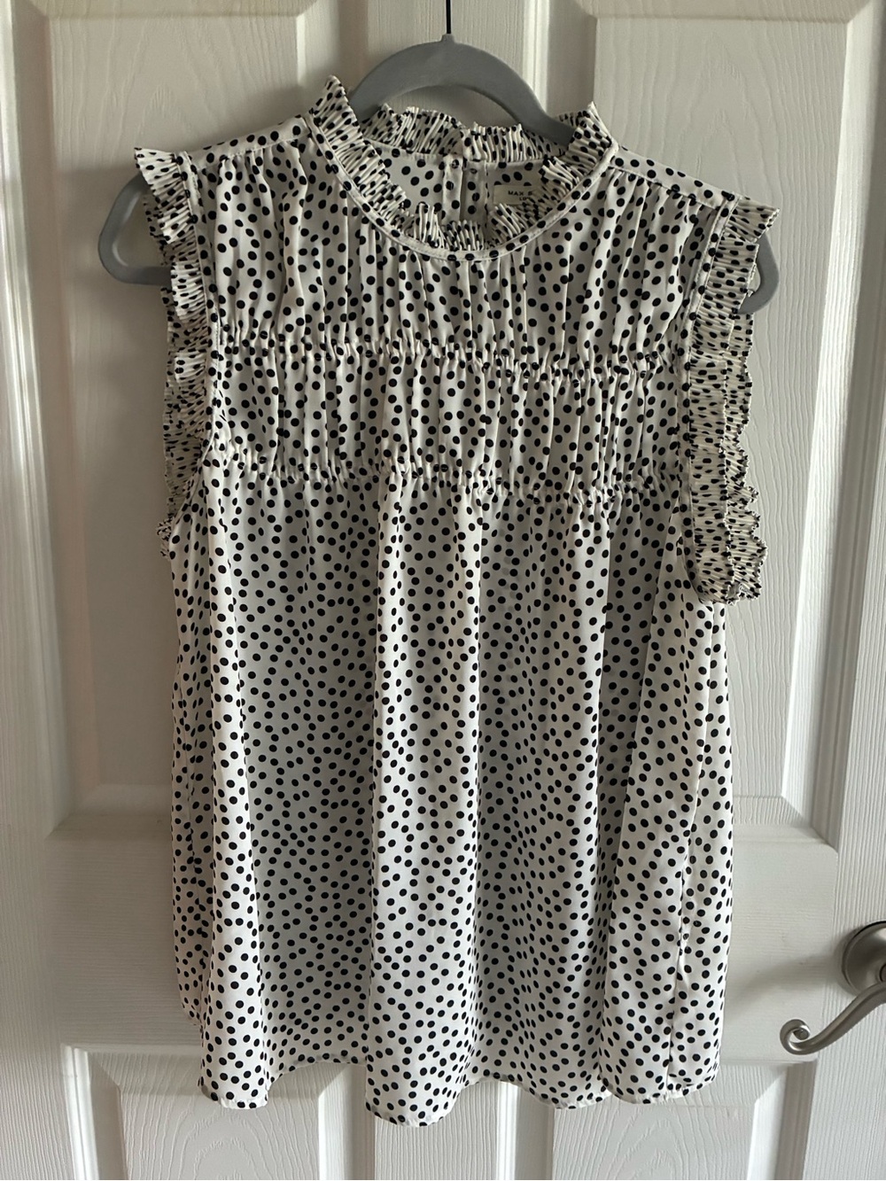 Max Studio Black & White Polka Dot Blouse